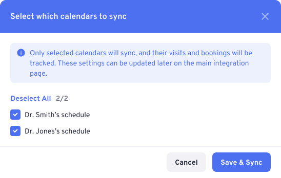 Pop-up For Selecting Appropriate Calendar To Be Synced